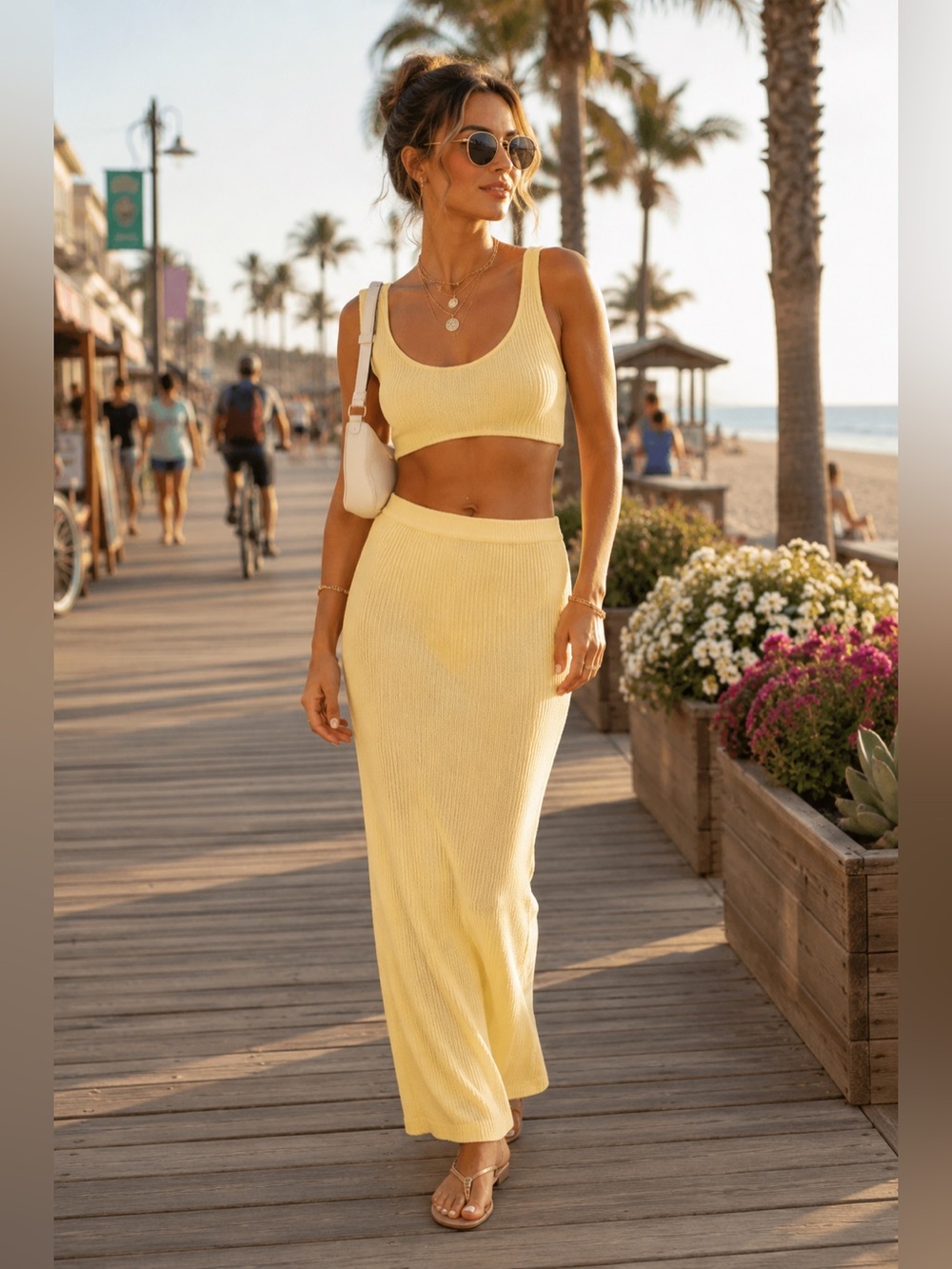 FP Beach Ribbed Maxi Skirt Yellow Size Small great condition